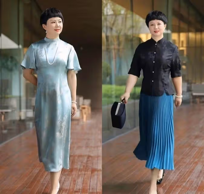 腰圓的女人，今夏穿這條「桑絲提花裙」，50、60歲顯瘦更年輕！