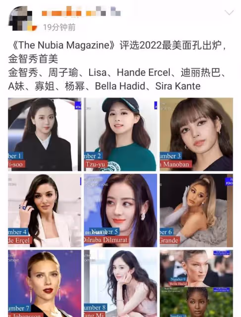 2022世界最美面孔出爐!熱巴第5楊冪吊車尾,前十中國女星占三席