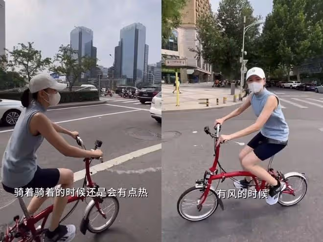 董潔騎萬元自行車出門放風,在街頭吃麻辣燙,穿著樸素無人識