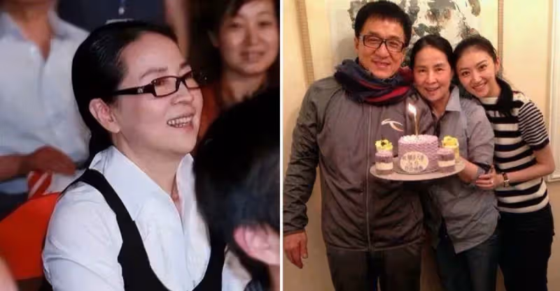 成龍老婆連素顏都這麼氣質，穿的又年輕，路人都投來羨慕的眼光，真不愧是「大哥的女人」