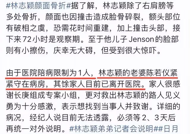 林志穎實慘!面部重建至少一年,本人還未清醒,當地機構就要索賠