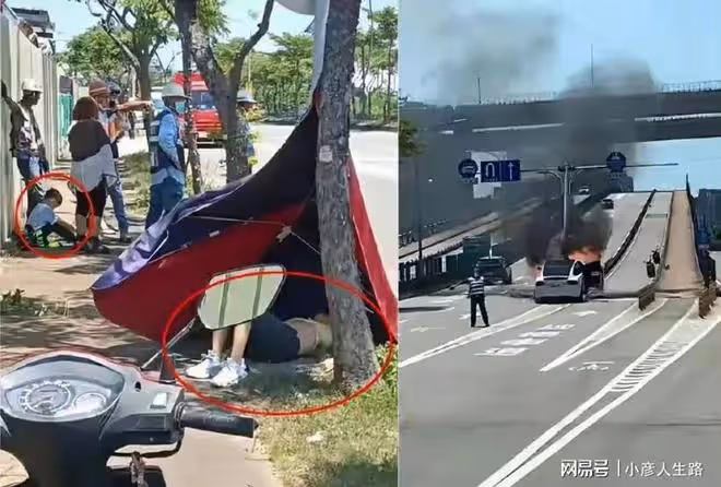 內地工人救了林志穎?林志穎被抬上擔架現場照曝光,救護車沒停留