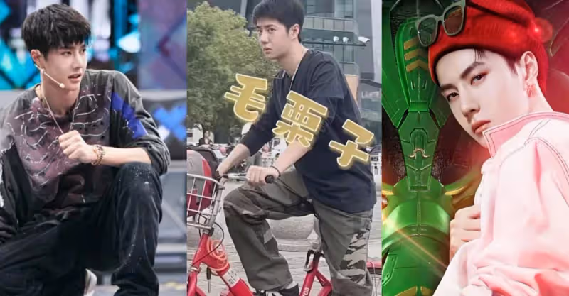 王一博片場騎單車，電影沒拍完路透照頻出，狀態呆萌接地氣