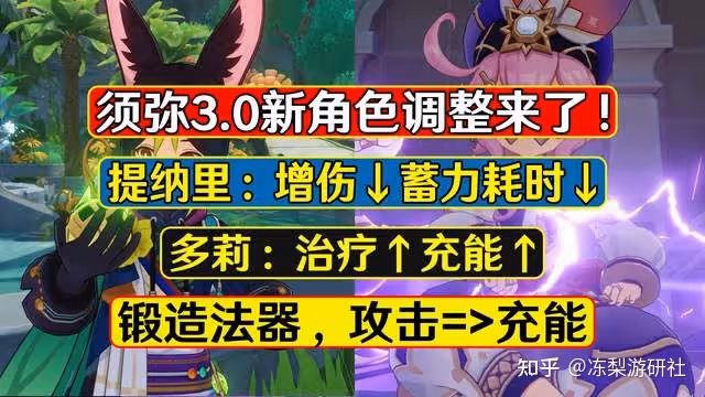 原神:提納里喜獲加強,多莉治療充能加強,鍛造法器改為充能
