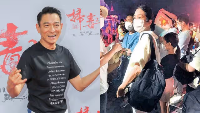 劉德華妻女游迪士尼樂園　朱麗倩半跪霸位賞煙花