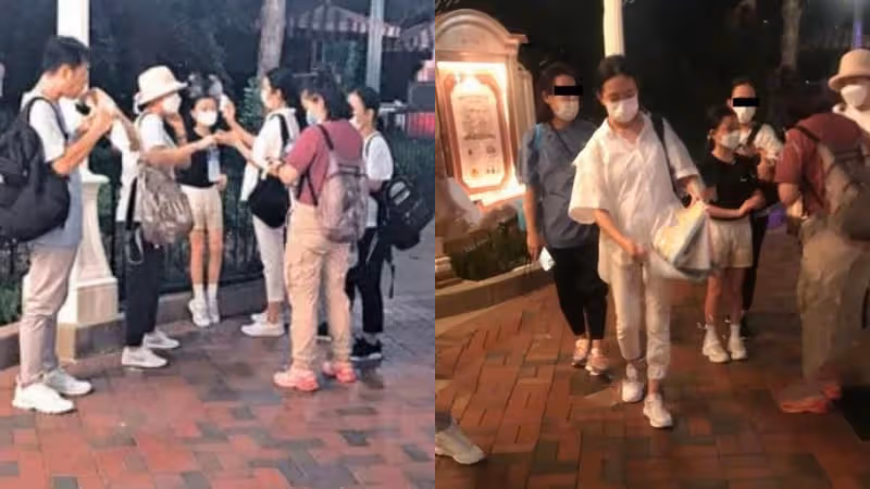 劉德華妻女游迪士尼樂園　朱麗倩半跪霸位賞煙花