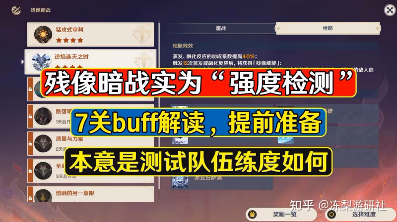 原神:殘像暗戰實為「強度檢測」,難度堪比深淵12層,可試練度