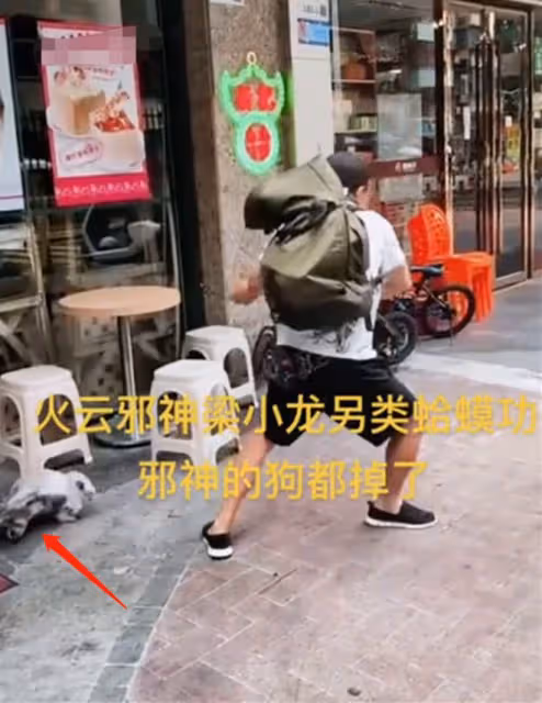 老戲骨梁小龍惹爭議!疑喝醉在街上耍功夫,把包里的狗嚇到摔地上
