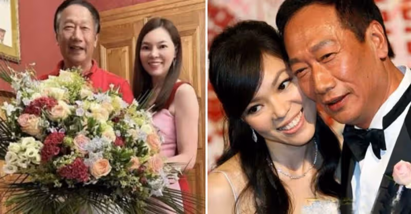 富士康郭台銘夫婦慶祝結婚14周年！嬌妻手捧超大玫瑰花滿臉笑容，皮膚白皙身材出眾，47歲宛若花季少女