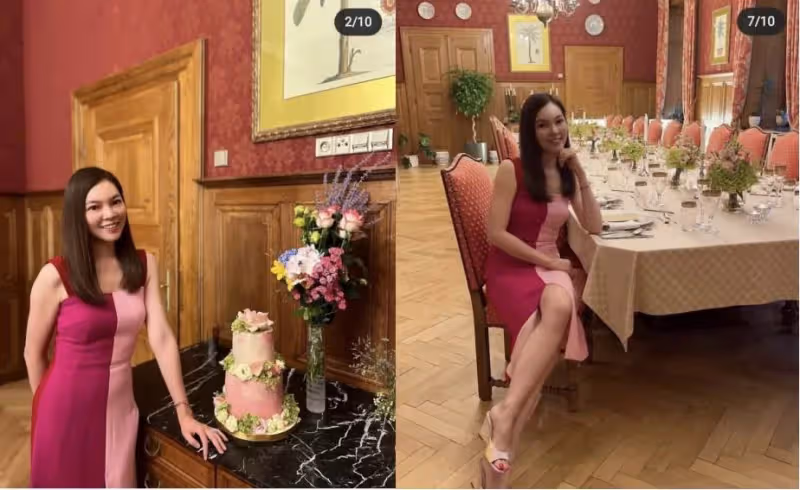 富士康郭台銘夫婦慶祝結婚14周年！嬌妻手捧超大玫瑰花滿臉笑容，皮膚白皙身材出眾，47歲宛若花季少女