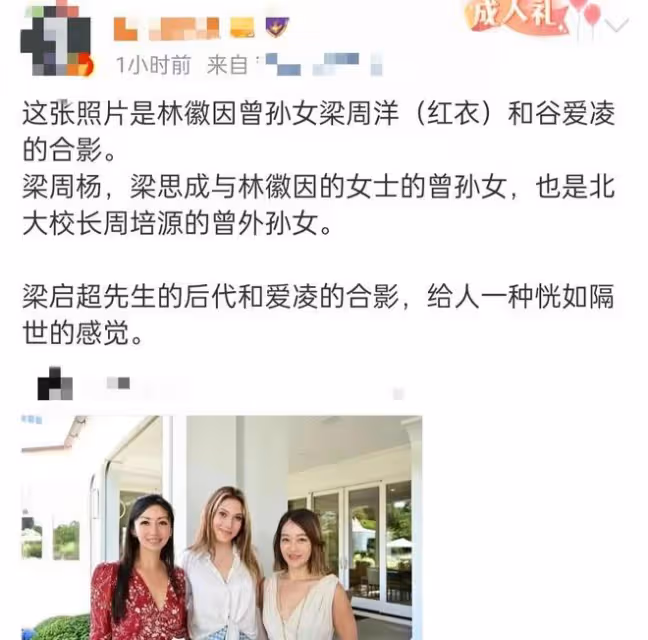 林徽因曾孫女與谷愛凌合照!高顏值不輸女明星,名校畢業氣質出眾