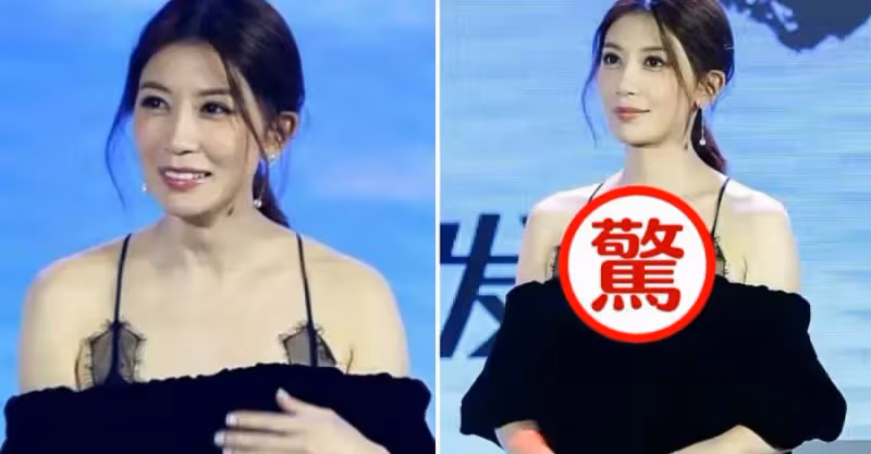 賈靜雯真的「豁出去了」，穿吊帶「娃娃裙」不僅白皙又迷人，「兩條細帶」還暴露驚豔鎖骨