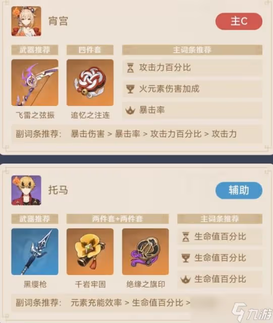 原神宵宮武裝隊搭配思路