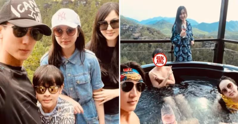 吳尊罕曬一家四口度假美照！身形優越腹肌線條好養眼，Neinei完美遺傳爸爸基因大長腿太搶鏡，網友：一家子高顏值