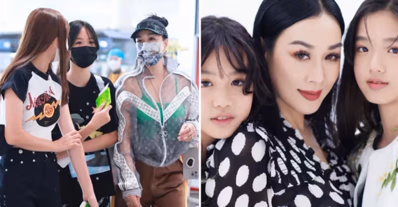 鐘麗緹穿3萬元透視裝現身！倆女兒化妝染髪，跟媽媽個頭一般高