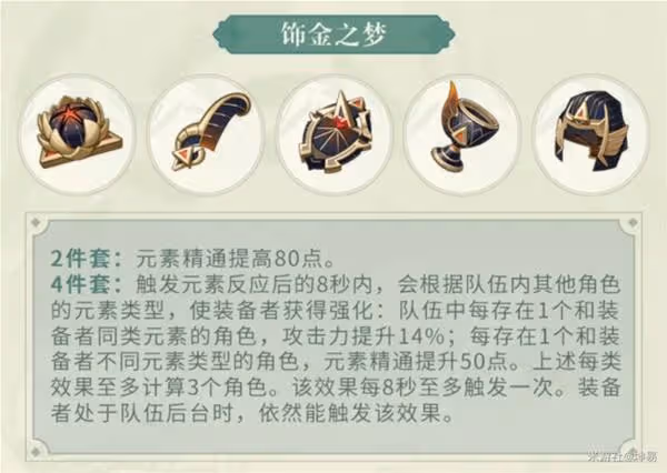 《原神》3.0版新增聖遺物飾金之夢屬性解析