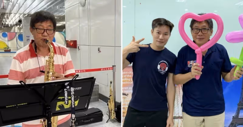 74歲金鐘視帝，「淪落」街頭賣藝，路邊吹薩克斯風被認出，笑稱「都是因金孫」暖心原因惹淚：根本模範爺爺！