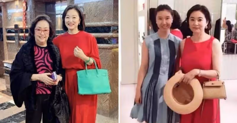 林青霞逛街與路人合影，老了穿紅裙也漂亮，畢竟氣質擺在那兒