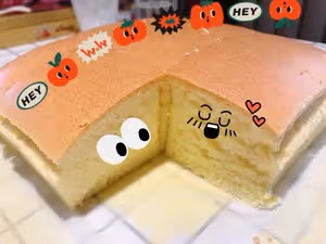原味古早味蛋糕，八寸方盤抖臀蛋糕