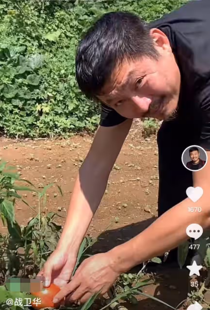 52歲亮劍戲骨在鄉村干農活,頭頂烈日摘農作物,曬到皺眉直接啃菜