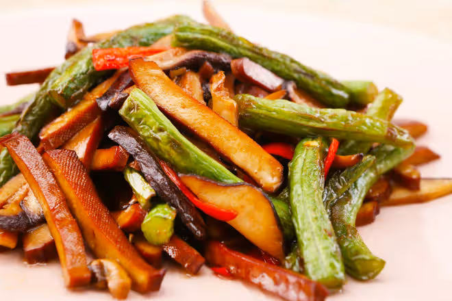 長豇豆炒香乾，配飯完美