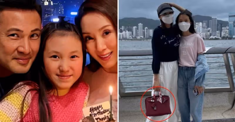郭可盈母女海邊吹風，拎18萬包淋雨超土豪，女兒穿三千短袖太貴氣