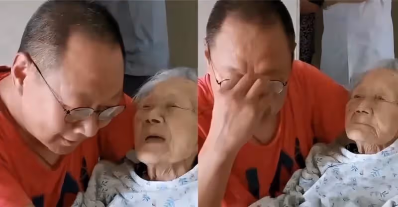 孝暖人心！52歲兒子「帶102歲母親就醫」全程溫柔抱懷裡　候診時「聽到媽媽一句話」他當場淚崩