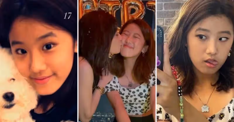 賈靜雯曬最新全家福！17歲長女顏值逆襲，穿黑色短袖比兩個妹妹美，不聲不響變成小美女了
