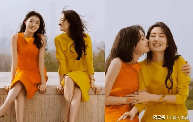 劉敏濤帶女兒拍大片,母女倆穿一黃一橘好似姐妹,女兒撞臉全智賢