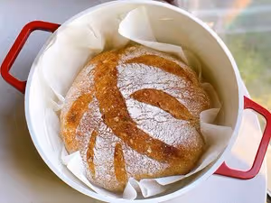 【外脆里軟】連女兒都愛的無油無糖全麥酸奶乳清硬歐包鄉村麵包免手揉