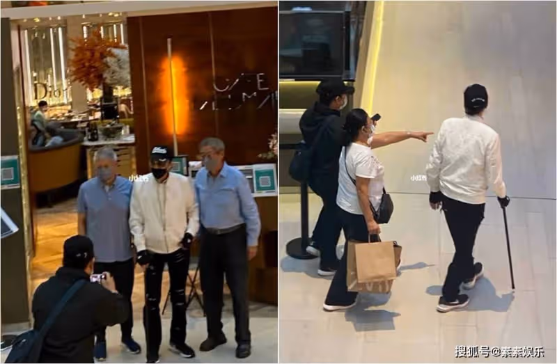 謝賢拿拐杖現身中環,補牙後導致嘴歪,與路人熱情合影