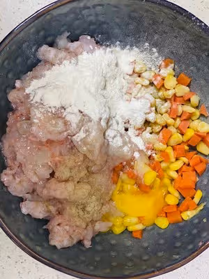 【女兒極力推薦】顆粒感玉米胡蘿蔔蝦餅早餐搭檔滿口蝦肉健身減脂