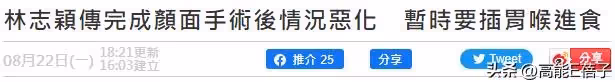 林志穎手術惡化靠鼻胃管進食?工作室3句話說明近況