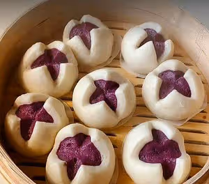 紫薯開花饅頭（一次發酵雙色饅頭）