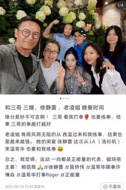徐靜蕾與苗僑偉夫婦加拿大聚會!64歲「楊康」戴耳釘打扮似小伙