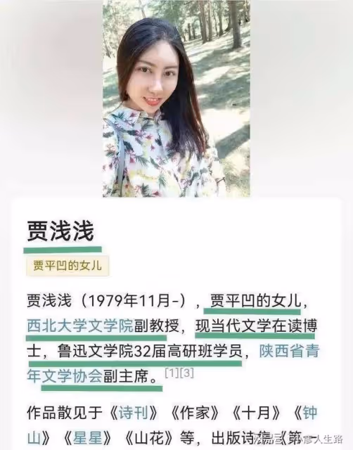 賈淺淺的詩,有點「味兒」,會不會連累她父親賈平凹?