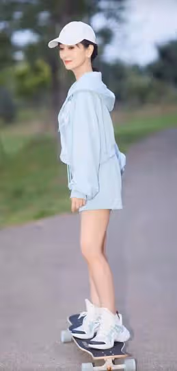 68歲趙雅芝野外玩滑板,大秀S曲線腰細臀翹,活力滿滿宛如大學生