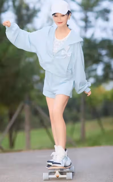 68歲趙雅芝野外玩滑板,大秀S曲線腰細臀翹,活力滿滿宛如大學生