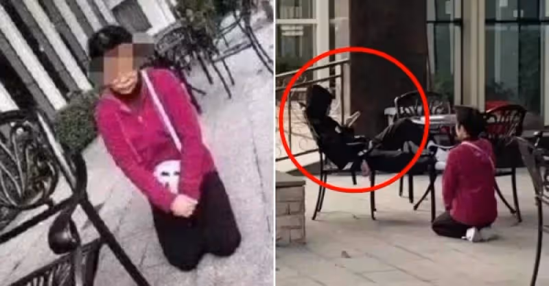 不孝子！媽媽求兒上學「當街下跪1小時」，兒子卻拍照PO網「狂炫耀」：天天好心情