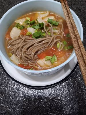 （低脂飽腹）番茄龍利魚蕎麥麵