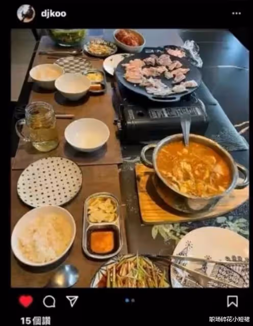 大S去韓國了?具俊曄親自下廚,4副碗筷擺桌很溫馨,波點盤子矚目