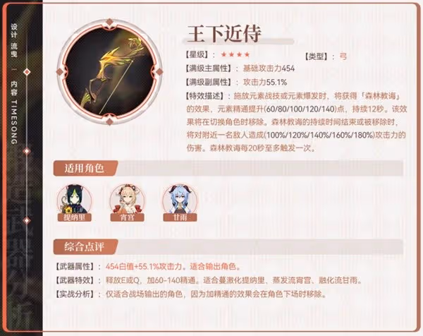 《原神》須彌鍛造武器介紹及適配角色推薦