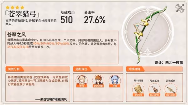 《原神》強力弓箭分析及使用角色推薦