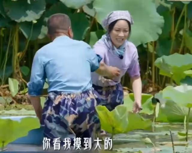 那英下河徒手摸河蚌,戴草帽幹活越干越起勁,和撒貝寧比賽耍花招