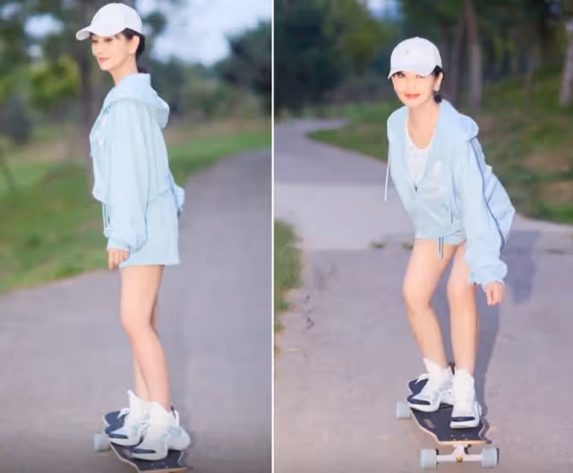 永遠的白娘子!67歲女星「街頭溜滑板」大家不看好 當她一站上去「超大反差」全網看呆