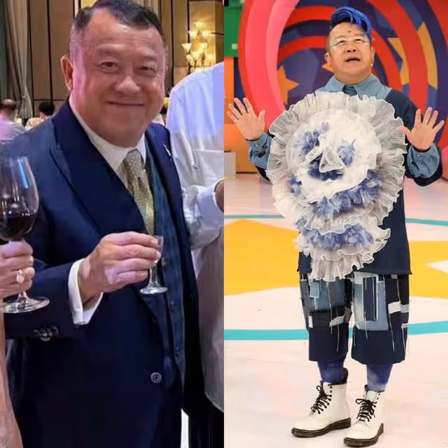 69歲曾志偉新冠康復首露面!造型浮誇胸前一圈花邊,頭頂藍發亮眼