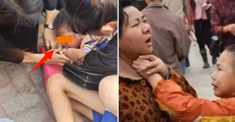 因未如願，男孩街頭死死咬住母親手臂不鬆口，寶媽跪地道歉：媽媽錯了。網友怒：失敗的母親