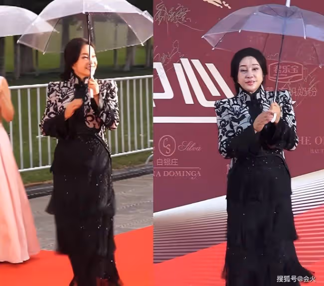 劉曉慶紅毯上指揮攝影師 面泛油光眼袋深重