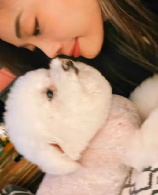 42歲容祖兒罕曬近況!與愛犬互動被狗狗舔嘴巴引爭議,素顏出鏡美貌依舊,雪白肌膚少女感十足
