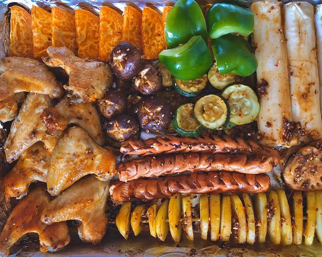 健康低脂烤箱版家庭燒烤｜#Healthymeals# （附照燒雞肉大蔥串做法）
